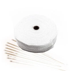 White Exhaust Heat Wrap (15m X 50mm) + Stainless Steel Ties