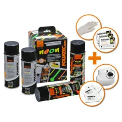 Foliatec Neon Orange Spray Film (2 X 400 ML + Base Coat) 7 Foliatec Neon Orange Spray Film (2 X 400 ML + Base Coat) -Athena Shop large spray film neon set packaging content 1